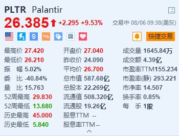 Palantir涨超9.5% Q2营收超预期并上调年度业绩指引  第1张