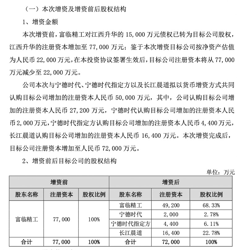 绑定宁王，富临精工与宁德时代签3年长单 最少供应42万吨磷酸铁锂材料