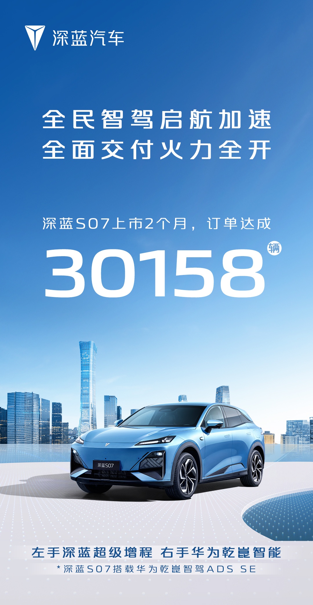 深蓝汽车：S07 上市 2 个月，订单达成 30158 辆  第1张