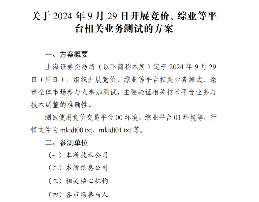 明日，上交所全网测试！划重点：集中申报大量订单时，验证竞价处理平稳运行  第1张