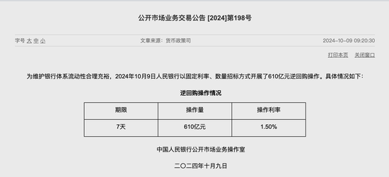 央行今日进行610亿元7天期逆回购操作