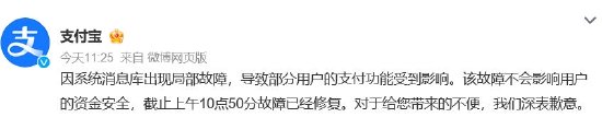 “双11”当天支付宝崩了？今年已出现三次  第3张